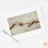 Sticker Rectangulaire Michaelangelo mains création adam dieu (Enveloppe)