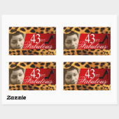 Sticker Rectangulaire Michelle Leopard Photo Party Vin Rectangle (Feuille)