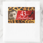 Sticker Rectangulaire Michelle Leopard Photo Party Vin Rectangle (Sac)