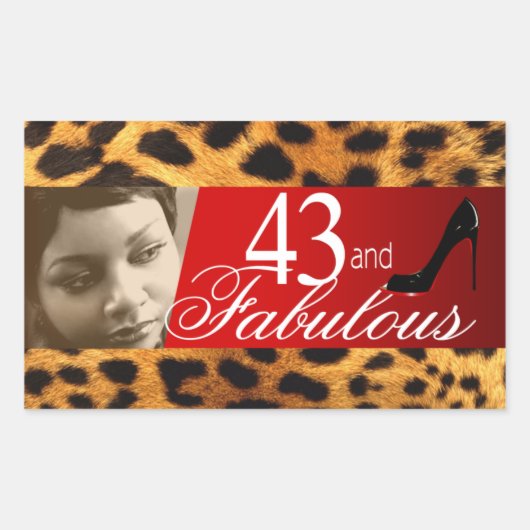 Sticker Rectangulaire Michelle Leopard Photo Party Vin Rectangle (Devant)