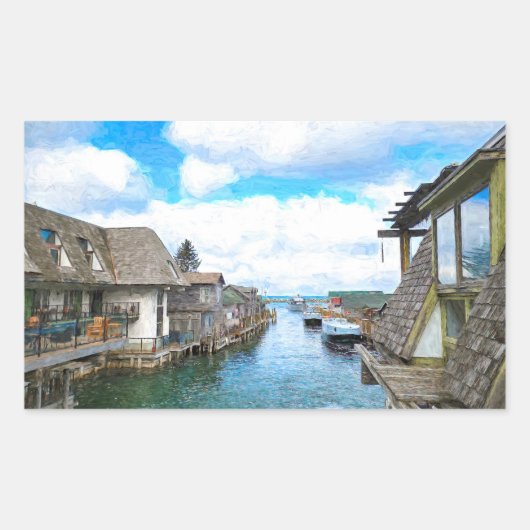 Sticker Rectangulaire Michigan Fish Town Painting (Devant)