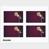 Sticker Rectangulaire Microphone audio d'or (Feuille)