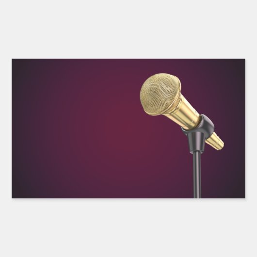 Sticker Rectangulaire Microphone audio d'or (Devant)