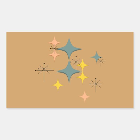 Sticker Rectangulaire Mid Century Modern Eames atomique Starburts person (Devant)