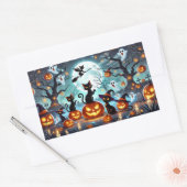 Sticker Rectangulaire Midnight Magic: Black Cats & Pumpkins Halloween  (Enveloppe)