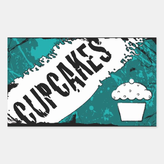 Sticker Rectangulaire miettes cupcakes (Devant)