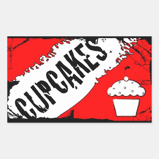 Sticker Rectangulaire miettes cupcakes (Devant)