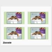 Sticker Rectangulaire Mignon Chat Tigre Orange Traitements Drôle d'atten (Feuille)
