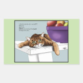Sticker Rectangulaire Mignon Chat Tigre Orange Traitements Drôle d'atten (Devant)