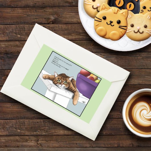 Sticker Rectangulaire Mignon Chat Tigre Orange Traitements Drôle d'atten