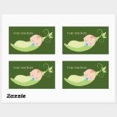 Sticker Rectangulaire mignon pod pod garçons ajouter du texte (Feuille)