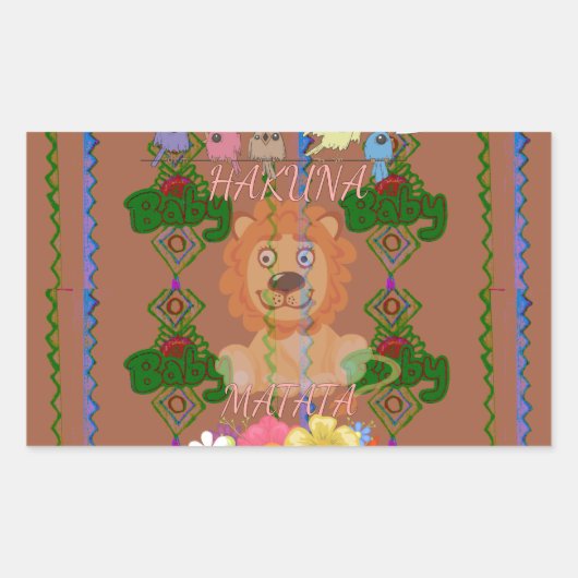 Sticker Rectangulaire Mignonne Bébé Lion King : Hakuna Matata Design (Devant)