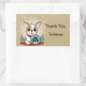 Sticker Rectangulaire Mignonne Chien-taureau Français Bonne Année (Sac)