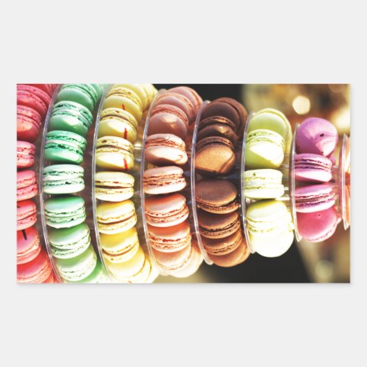 Sticker Rectangulaire Mignonne dessert coloré Français Macaron (Devant)