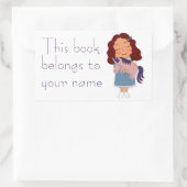 Sticker Rectangulaire Mignonne fille avec licorne plaque modèle autocoll (Sac)