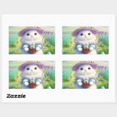 Sticker Rectangulaire Mignonne lapin de Pâques 01 (Feuille)