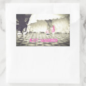 Sticker Rectangulaire Mignonne Noir Blanc Juste Marié (Sac)