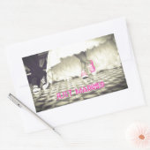Sticker Rectangulaire Mignonne Noir Blanc Juste Marié (Enveloppe)