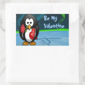 Sticker Rectangulaire Mignonne Saint Valentin Pingouin Drôle Drôle Carto (Sac)