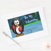 Sticker Rectangulaire Mignonne Saint Valentin Pingouin Drôle Drôle Carto (Enveloppe)