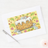 Sticker Rectangulaire Mignonne souris de Noël portant un dessert de gâte (Enveloppe)