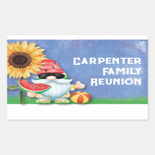 Sticker Rectangulaire Mignonne Summer Gnome Famille Réunion