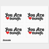 Sticker Rectangulaire Mignonne Tu Suffis De Typographie Avec Le Coeur Ro (Feuille)