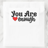 Sticker Rectangulaire Mignonne Tu Suffis De Typographie Avec Le Coeur Ro (Sac)