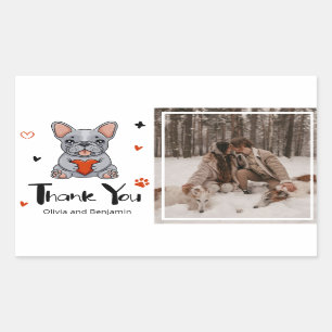 Sticker Rectangulaire Mignonne Whimsical French Bulldog Merci photo