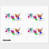 Sticker Rectangulaire Mignons anges Rouge Vert et Bleu Joyeux Aquarelle (Feuille)