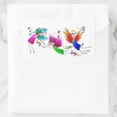 Sticker Rectangulaire Mignons anges Rouge Vert et Bleu Joyeux Aquarelle (Sac)