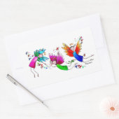 Sticker Rectangulaire Mignons anges Rouge Vert et Bleu Joyeux Aquarelle (Enveloppe)