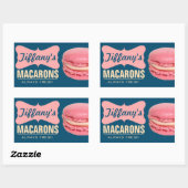 Sticker Rectangulaire Mignons Macarons Français Roses | Macarons Faits M (Feuille)