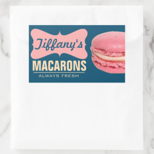 Sticker Rectangulaire Mignons Macarons Français Roses Macarons Faits M