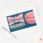 Sticker Rectangulaire Mignons Macarons Français Roses | Macarons Faits M (Enveloppe)