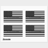 Sticker Rectangulaire Mince Gris Line American Flag Ajouter un nom (Feuille)