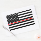 Sticker Rectangulaire Mince Red Line Drapeau : Mémorial du héros des pom (Enveloppe)