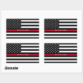Sticker Rectangulaire Mince Red Line Firefighter Indicateur Ajouter un n (Feuille)