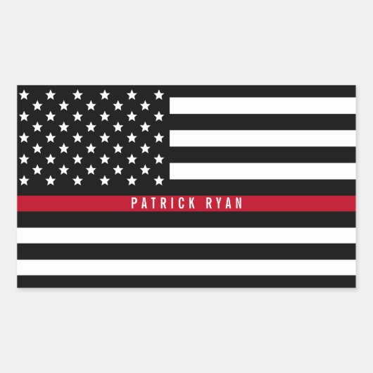 Sticker Rectangulaire Mince Red Line Firefighter Indicateur Ajouter un n (Devant)