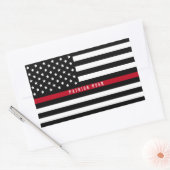 Sticker Rectangulaire Mince Red Line Firefighter Indicateur Ajouter un n (Enveloppe)
