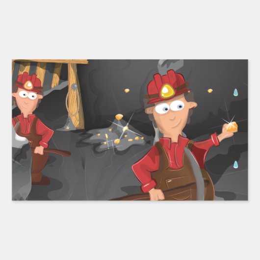 Sticker Rectangulaire Mineurs de mine d'or de Californie (Devant)