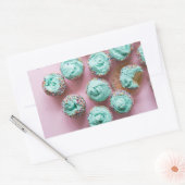 Sticker Rectangulaire Mini-gâteaux turquoises et roses (Enveloppe)
