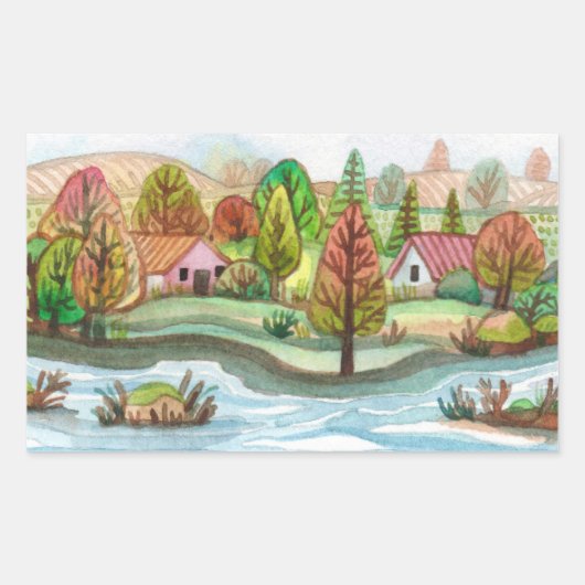 Sticker Rectangulaire Mini Island Lakescape (Devant)