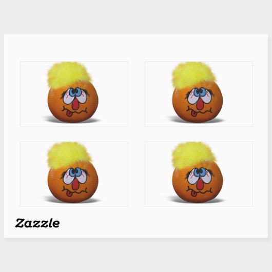 Sticker Rectangulaire Mini visage Citrouille idiot (Feuille)