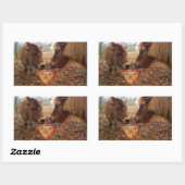 Sticker Rectangulaire Miniature Donkey & Horse Valentine Heart (Feuille)