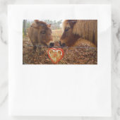 Sticker Rectangulaire Miniature Donkey & Horse Valentine Heart (Sac)