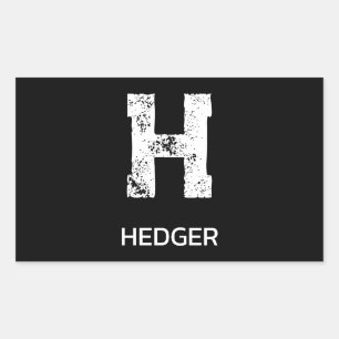 STICKER RECTANGULAIRE MINIMALISTE BLANC UN MONOGRAMME À UNE LETTRE NOM N