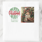 Sticker Rectangulaire Minimum moderne 1 photo Noël élégant script (Sac)