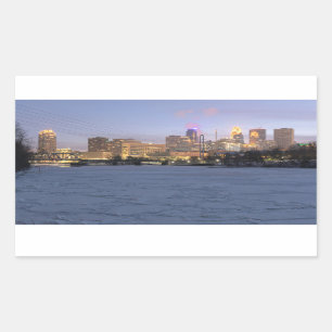 Sticker Rectangulaire minneapolis skyline et rivière mississippi gelée
