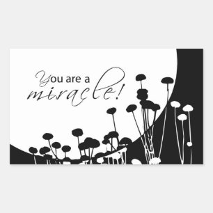 Sticker Rectangulaire Miracle de récupération, noir et blanc